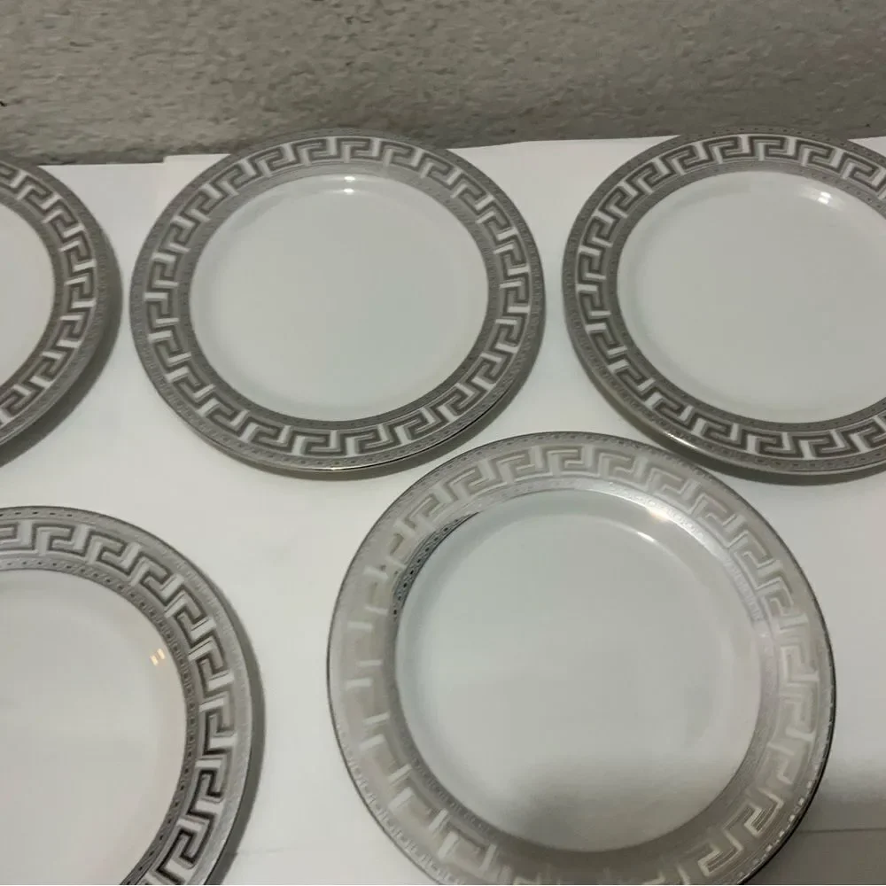 Fine Porcelain platinum Design Czech Republic Set Of 5 appetizers plate 6 3/8 G9